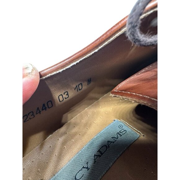 Stacy Adams 80's Vintage Mens Size 10 M Brown Leather Cap Toe Dress Shoes - Picture 9 of 9